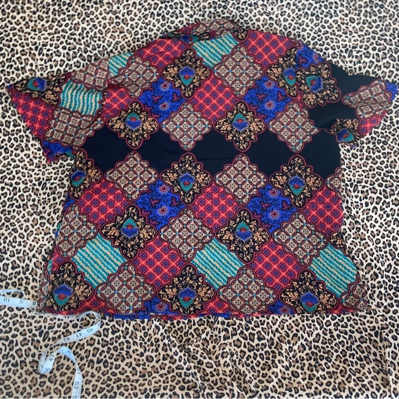Vintage 2x Shirt 80s Mixed Print Patchwork Short Sleeved Collared Button Down - Picture 3 of 6